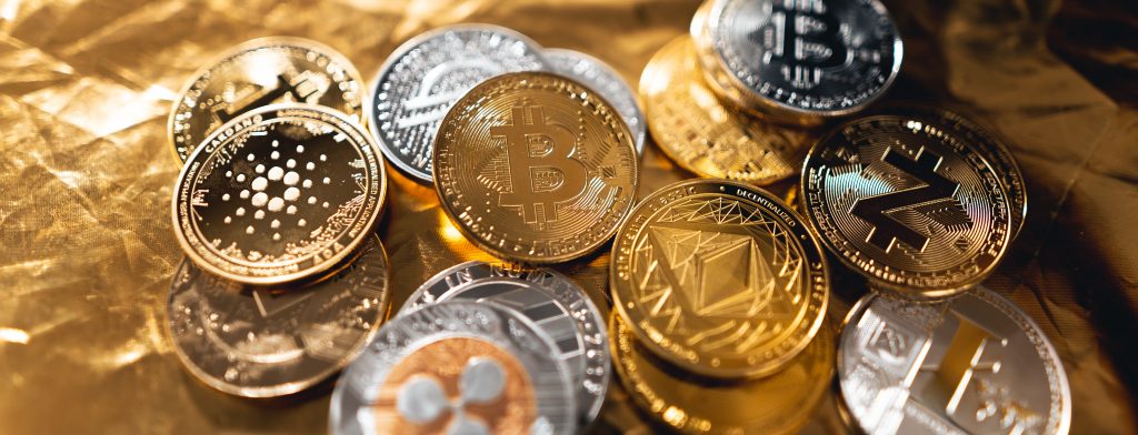 different metal coins of cryptocurrency