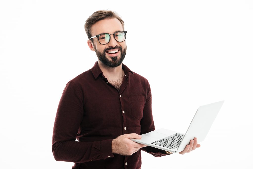 Portrait of a smiling handsome man in eyeglasses